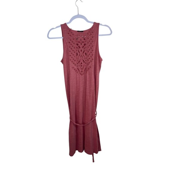 Scotch & Soda Womens Sleeveless Pink Embroidered Cotton Dress With Waist Tie - Picture 5 of 8